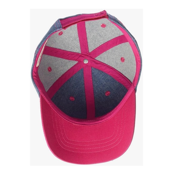 Kids Denim Baseball Cap with Pink Moose Motif - Picture 3 of 4